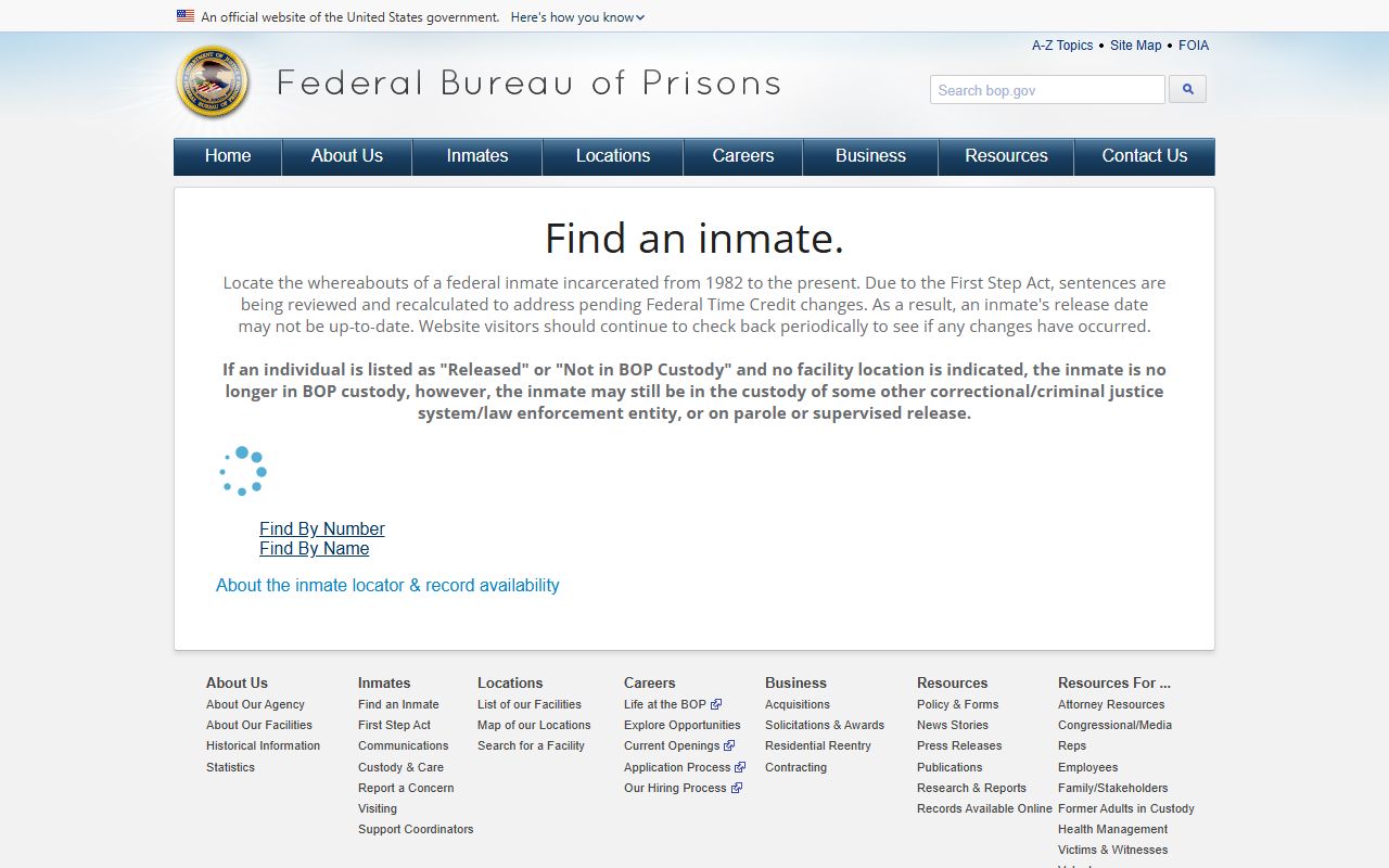 Massachusetts inmate population federal BOP inmate locator
