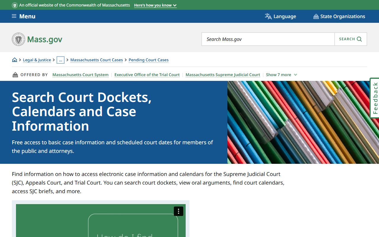 Massachusetts inmate population Mass.gov court search gateway